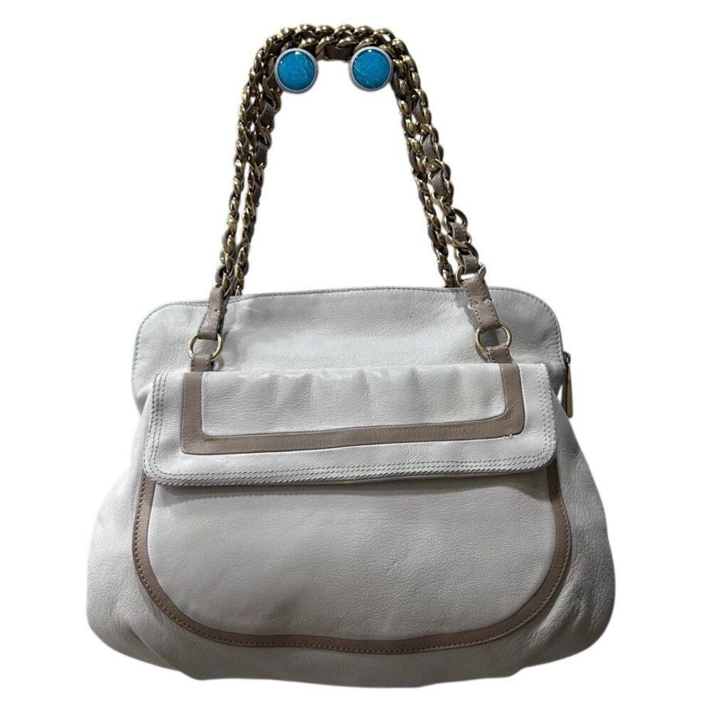 Marc Jacobs Olga Seventies Satchel Bag Women's Ivory Tan Leather Chain Strap - Picture 11 of 14